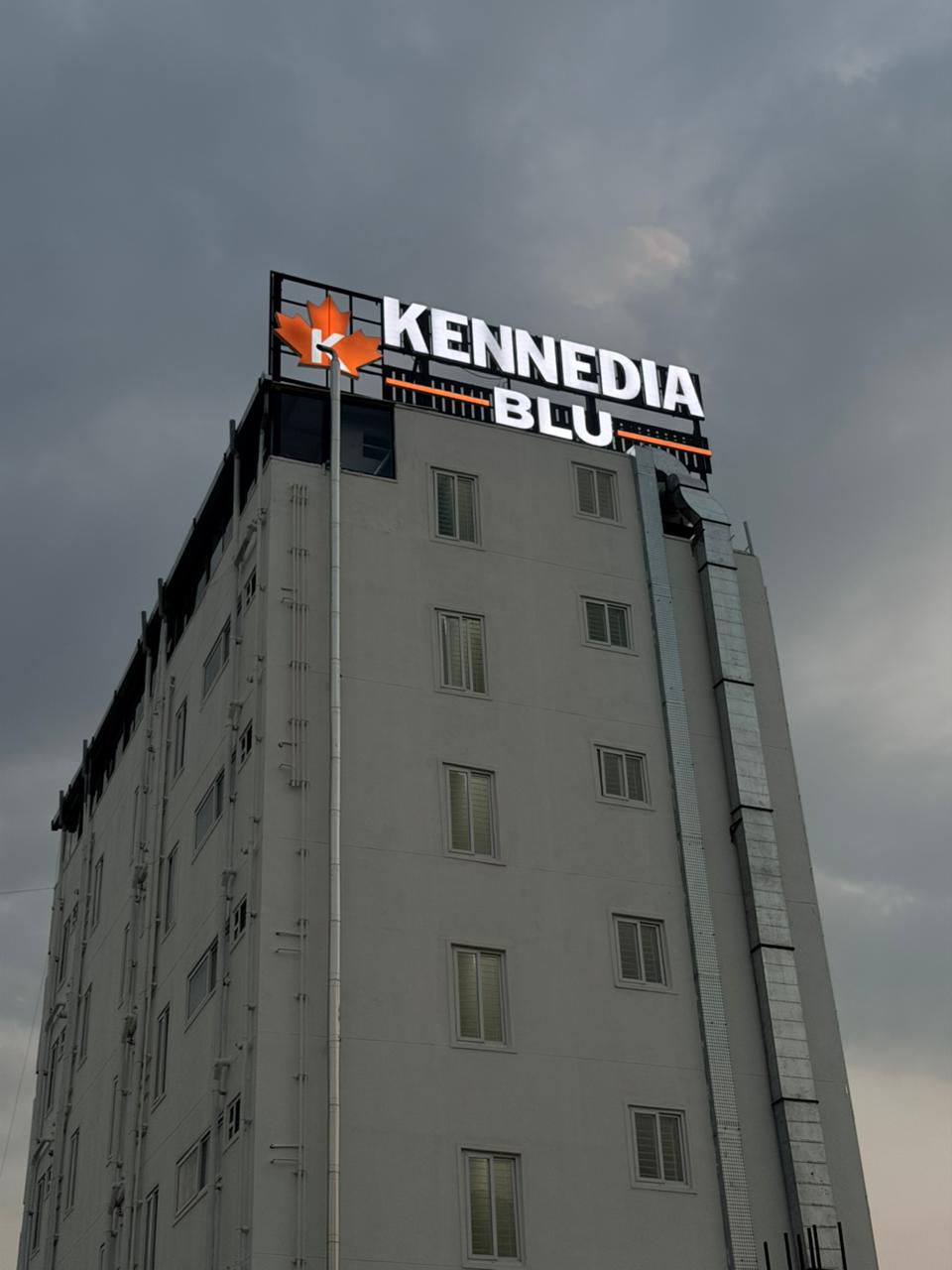 Kennedia Blu building exterior signage project